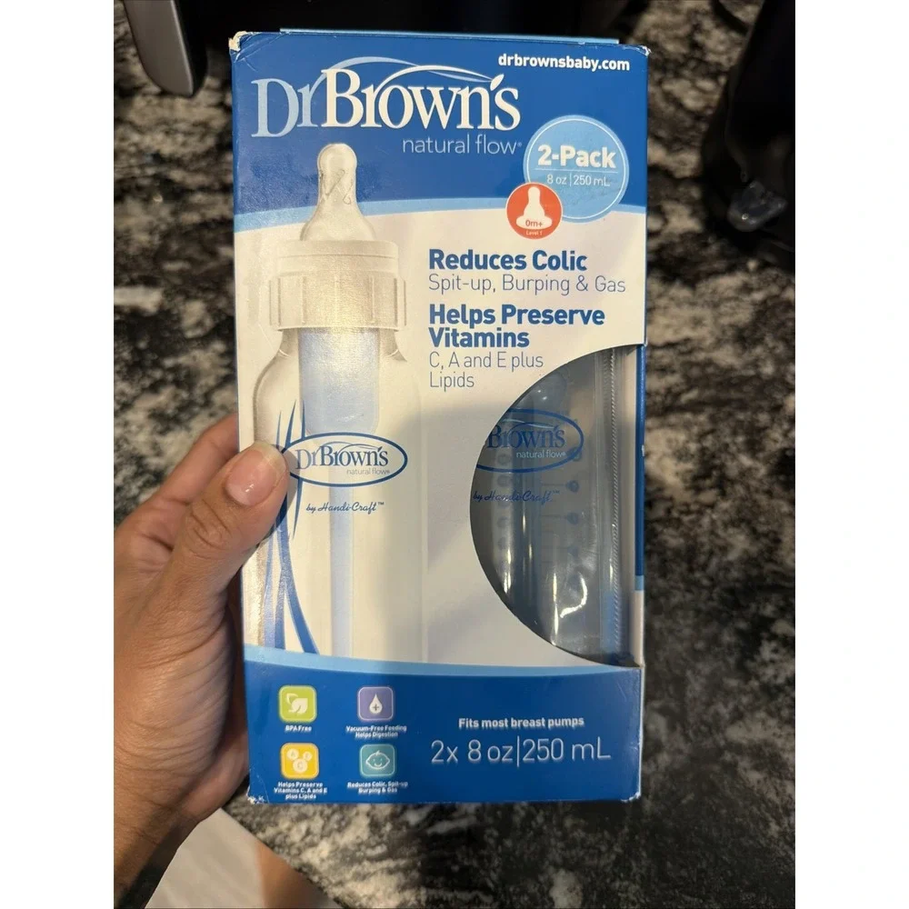 NEW in box Dr. Brown's Natural Flow Standard Baby Bottles 8 oz - 2 Pk